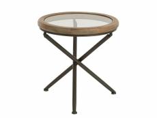 Table gigogne ronde shon verre, métal noir et bois marron ( small ) 20100991425