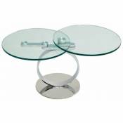 Table nano à plateaux pivotants en verre et acier