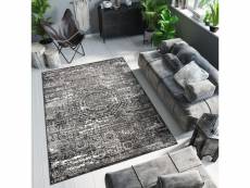 Tapis de salon design vintage breeze tapiso noir gris