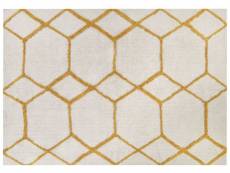 Tapis en coton blanc cassé et jaune 160 x 230 cm beyler