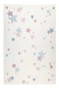 Tapis enfant ciel étoilé blanc pastel avec relief 200x290