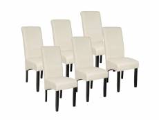 Tectake lot de 6 chaises aspect cuir - beige 403499