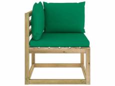 Vidaxl canapé d'angle de jardin avec coussins bois imprégné de vert