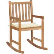 Vidaxl - Chaise à bascule avec coussin crème Bois de teck solide