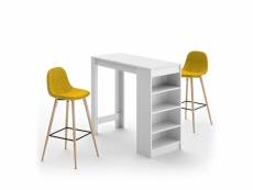 A-cocoon ensemble table et chaises blanc - jaune