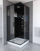 Cabine de douche hydromassante carrée noir Galedo