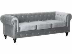 Canapé fixe chesterfield velours "aliza" - 208 x 82