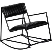 Chaise à bascule Style Moderne, Rocking Chair Fauteuil Relax, Noir Cuir véritable vidaXL