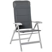 Chaise de jardin pliante inclinable alu. oxford déperlant gris