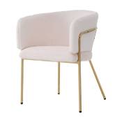 Chaise de salle à manger, mitation duvet de lapin, chaise de loisirs, avec quatre pieds de support en métal, 40x42x76cm, beige