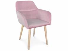 Chaise / fauteuil scandinave fraydo velours rose