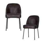 Chaises de table en cuir noir