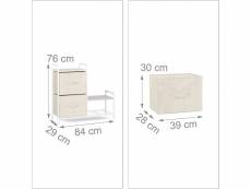 Commode meuble de rangement étagère avec tiroirs tissu beige helloshop26 13_0002582_4