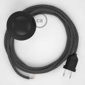 Creative Cables - Cordon pour lampadaire, câble RS81 Coton et Lin Naturel Noir 3 m. Choisissez la couleur de la fiche et de l'interrupteur Noir