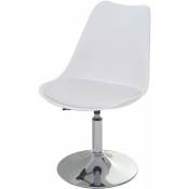 Décoshop26 - Chaise pivotante de cuisine salle à manger réglable en hauteur synthétique blanc pied chromé