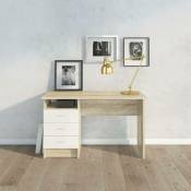 Dmora - Bureau linéaire à trois tiroirs, couleur chêne blanc, Dimensions 120 x 72 x 48 cm, avec emballage renforcé