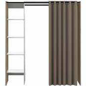 Dressing room tom Natural Oak and Taupe Curtain one column 160 x 182 - chêne naturel et rideau taupe