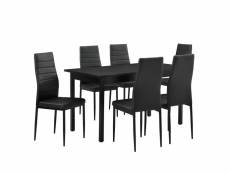 [en.casa]® table à manger noir 140cm x 60cm x 75cm + chaises noir 96 cm x 43cm