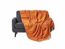 Homescapes jeté de lit ou de canapé en tissu chenille orange foncé, 220 x 240 cm SF1219B
