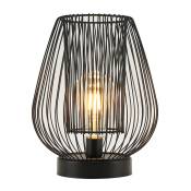 Lampe de table cage à piles 25 cm de haut lampe à double treillis métallique enfichable usb