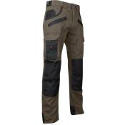LMA - Pantalon de travail multipoches bicolore avec poches genouillères tourbe Taupe / Noir 44 - Taupe / Noir