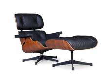 Long chair & ottoman cuir premium - palissandre - piétement