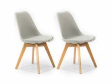 Lot de 2 chaises klara gris tapissées en cuir synthétique