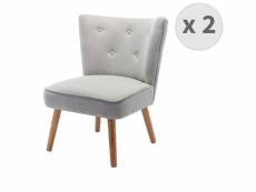 Malcolm - fauteuil scandinave tissu gris clair pieds bois(x2)
