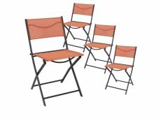 Melom - lot de 4 chaises pliantes textilène terracotta