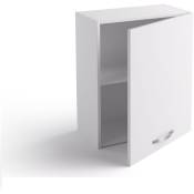 Meuble haut de cuisine 60x33xH72 cm en bois blanc mat avec une porte Blanc