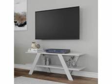 Meuble tv design en x 2 étagères farandol 120cm blanc
