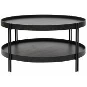 Miliboo - Table basse ronde design bois noir et métal noir D80 cm twice - Noir