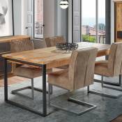 Nouvomeuble Table 200 cm industrielle en bois et métal