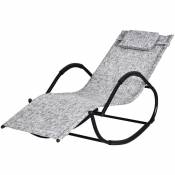 Outsunny - Chaise longue à bascule rocking chair design contemporain dim. 160L x 61l x 79H cm métal textilène gris chiné - Gris