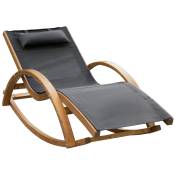 Outsunny Chaise longue fauteuil berçant à bascule transat bain de soleil rocking chair en bois charge 120 Kg grisnull