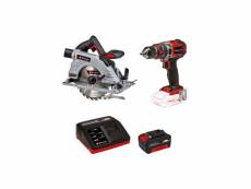 Pack einhell 18v power x-change - perceuse visseuse à percussion - scie circulaire - starter kit power 4.0ah 4513942-4331210-4512042