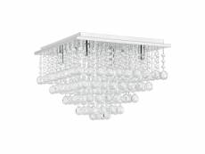Plafonnier lampe de plafond aluminium cristal artistique 38 x 38 cm chrome et blanc helloshop26 03_0003212