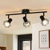 Plafonnier noir salon salle à manger éclairage rétro cage spot réglable 3x douilles E14 rotatif 350° Lampe pivotable 90° intérieure - Gbly