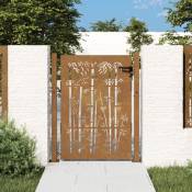 Portail de jardin 105x155 cm acier corten design de bambou The Living Store Brun