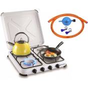 Réchaud à gaz portable Kemper cuisinière de camping - Kit d'installation inclus