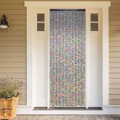 Rideau de perles en bois coloré - Multicolore - 90 x 200cm