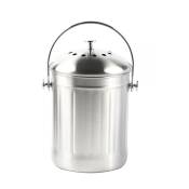 Seau Compost Inodore en Acier Inoxydable pour Cuisine - Poubelle Compost Cuisine - Comprend Filtres à Charbon de Rechange ,3018cm - light grey