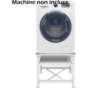 Socle Support + Étagère pour Machine à Laver Ou Sechoir à Linge. 100 kg Maximum - Blanc