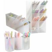 Sunxury - Porte-stylos 6 pièces, organisateur de crayons translucide pour bureau, organisateur de fournitures de bureau de papeterie