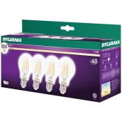 SYLVANIA Lot de 4 LED STD filament - 806lm - E27 - 2700k - Chaud