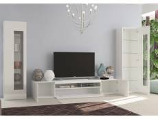 Système mural de salon modulable, made in italy, meuble tv et éléments muraux, ensemble de salon moderne, 300x40h162 cm, couleur blanc brillant 805277