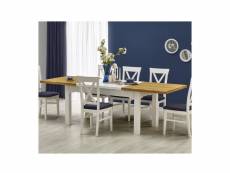Table a manger blanche et bois extensible 160-250cm