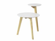 Table basse design table d'appoint ronde table café - 2 plateaux - 3 pieds fbt53-wn sobuy