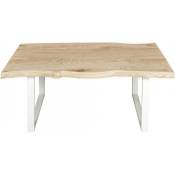 Table basse industrielle en bois et métal Forest Blanc