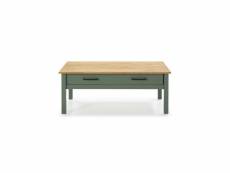 Table basse rectangulaire 1 tiroir bois-vert - daranmi - l 100 x l 55 x h 40 cm - neuf